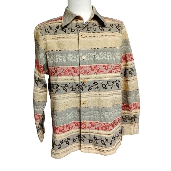 Alfred Dunner Womens Petite 8P Blazer Jacket Brown Rust Cream Fall Floral Stripe - Picture 2 of 15